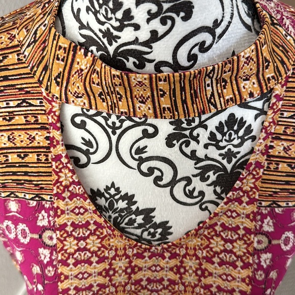 One World Women’s Dress XL Multicolor High Low mock neck scooped Neckline - Picture 6 of 7